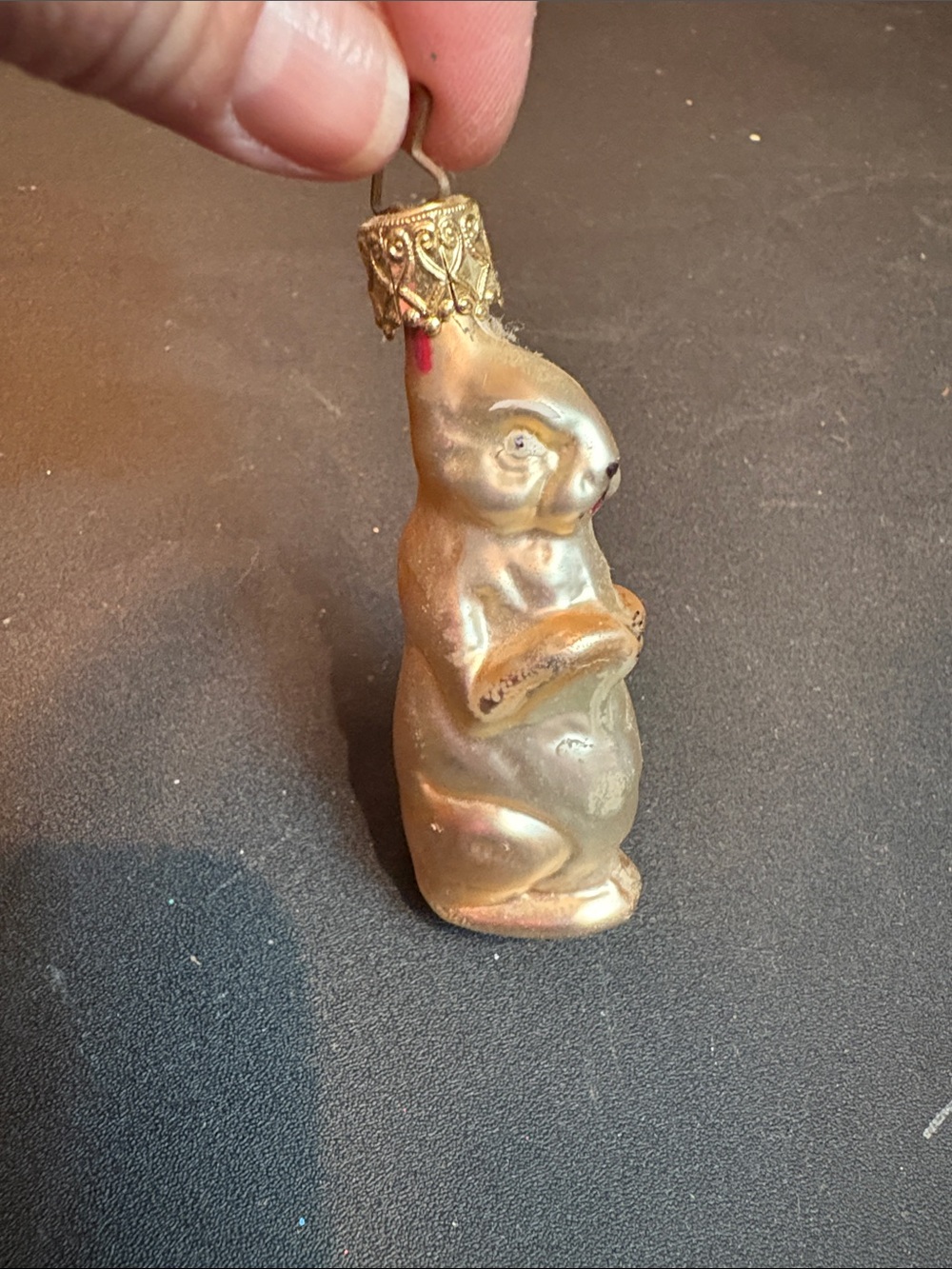 Vintage Inge Glas Germany Bunny Rabbit Blown Glass Ornament Star Crown